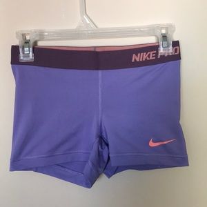 Purple and Pink Nike Pro Shorts